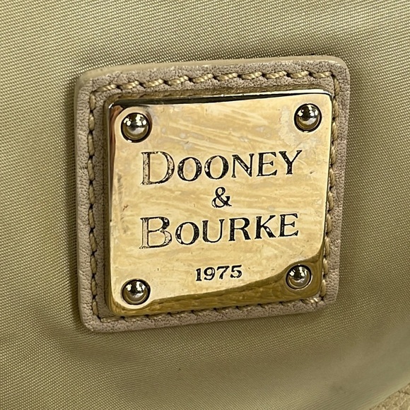 Dooney & Bourke Tan/Cream Hobo Satchel Bag, Nylon & Leather - Picture 5 of 16